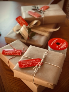Kraft wrapped presents